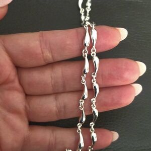 Tennis Necklage Chain Vintage. 925 Sterling Silver.Charm Necklace. Silver color